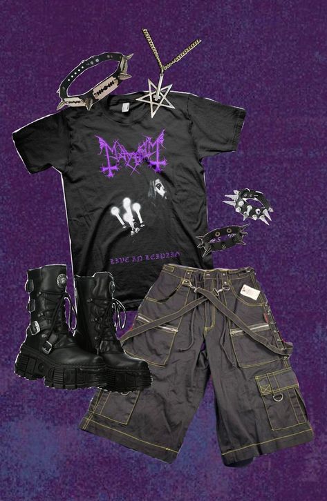 #mayhem #bm #blackmetal #metal #metalhead #newrocks #alt #Norwegianblackmetal Heavy Metal Aesthetic Outfits, Mens Goth Fashion, Grunge Goth Outfits, Styl Emo, Goth Outfits Aesthetic, Metalhead Fashion, Mayhem Band, Hoody Outfits, Edgy Fits