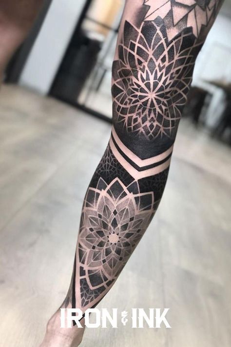 Dot Work Leg Sleeve, Leg Dotwork Tattoo, Geometric Tattoo Design Leg, Mandala Tattoo Leg Sleeve, Maori Tattoo Leg, Geomatic Tattoo Design, Geometric Leg Sleeve, Geometric Tattoo Leg Sleeve, Mandala Leg Sleeve