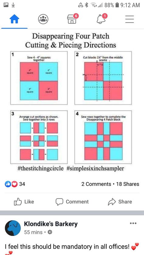 Strip Quilt Blocks Squares, Easy 12 Inch Quilt Blocks, Quilt Rectangle Blocks, Four Square Quilt Pattern, 4 Square Quilt Pattern, Disappearing 9 Patch Quilt Pattern Free, Basic Quilt Blocks, 4 Patch Quilt Pattern Ideas, Easy Quilt Blocks For Beginners