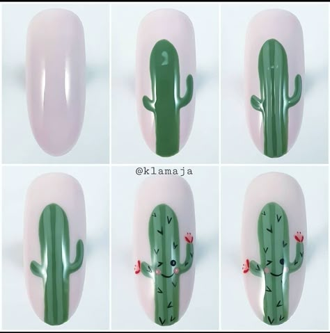 Cactus Nail Art, Succulent Nails, Fancy Nail Art, Fruit Nail Art, Country Nails, Magic Nails, Happy Nails, Gel Nails Diy, Basic Nails