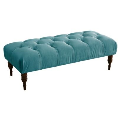 Valletta Velvet Tufted Bench - Blue Tufted Bedroom, Wood Storage Bench, Tufted Bench, Skyline Furniture, Up House, Upholstered Bench, Home Decorators Collection, House Of Hampton, Room Inspiration