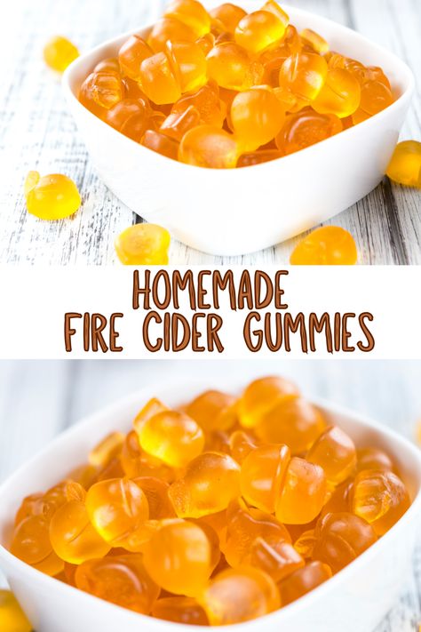 With cold and flu season in full swing, it’s nice to have something at the ready to knock out those germs, and having a gummy version is the perfect way to still get in those healing properties. Diy Immunity Booster, Homemade Honey Cough Drops, How To Make Infused Gummies, Fire Cider Gummies, Gummy Recipe Gelatin, Fire Honey Recipe, Natural Candy Recipes, Natural Cold Medicine, Apple Cider Gummies