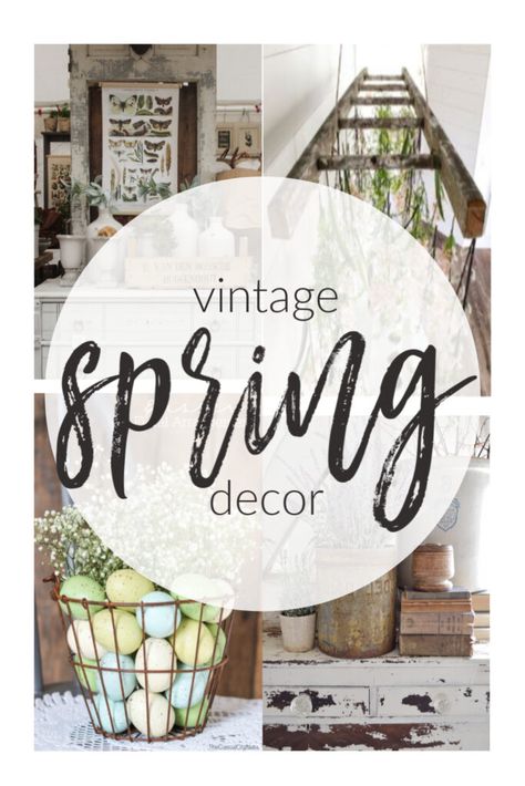 Vintage Spring Decor, Spring Mantle, Farmhouse Easter Decor, Spring Decor Diy, Vintage Ideas, Vintage Elements, Easter Decorations Vintage, Spring Table, Vintage Spring