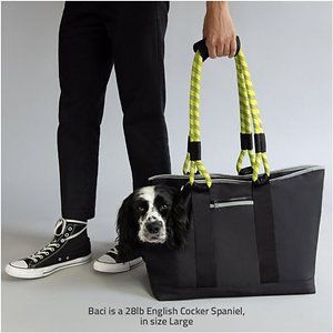 Bring your canine companion out on the town with a Roverlund Dog Tote. Made with built-to-last materials, this stylish tote is paw-fect for urban pups who don’t want to miss out on the fun. The ergonomic neck scoop makes it easy for your little sidekick check out the scene, while the built-in leash clip keeps him safe and secure. He’ll appreciate the soft, padded bottom for comfort—and you’ll like that it’s removable and washable. Yellow Camo, Horse Halter, Dog Tote Bag, Dog Tote, Pet Bag, Dog Bag, Mode Of Transport, Tote Bag Black, Dog Carrier