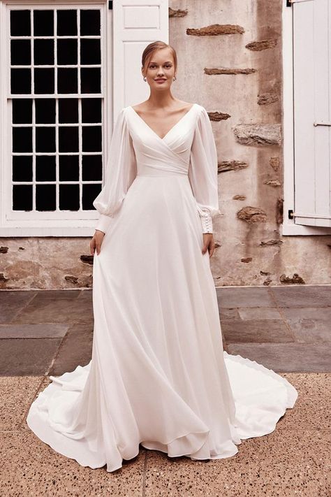 Sincerity Bridal, Minimal Wedding Dress, Wedding Dress With Sleeves, A Line Bridal Gowns, Decor 2024, Blush Bridal, Wedding 2025, White Wedding Dress, Dress With Sleeves