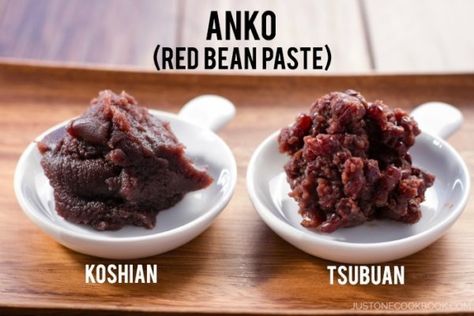 How To Make Anko (Red Bean Paste) - Anko (あんこ, 餡), or sweet red bean paste, is used in many confectioneries in Japan.  It is usually prepared by boiling azuki beans, sometimes mashing them, and then sweetening the paste with sugar.  The most common types of read bean paste include Tsubuan and Koshian. #japanesedessert #wagashi #sweetbean #recipe #japanesesweets #daifuku #mochi #sakuramochi #dorayaki #taiyaki #manjyu #dango | Easy Japanese Recipes at JustOneCookbook.com Red Bean Soup, Just One Cookbook, Sweet Red Bean Paste, Azuki Bean, Easy Japanese Recipes, Sweet Red Bean, Paste Recipe, Red Bean Paste, Red Bean