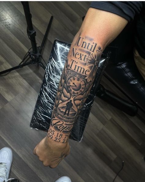 Arm Tattoos For Guys Forearm, Memorial Tattoo Ideas, Tattoo Font For Men, Tattoo Ideas Males, Forearm Tattoo Quotes, Outer Forearm Tattoo, Half Sleeve Tattoos Forearm, Inner Arm Tattoos, Simple Tattoos For Guys