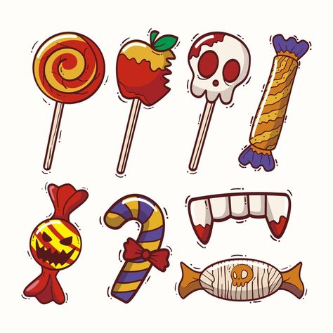 Paquete de dulces de halloween de diseño... | Free Vector #Freepik #freevector Dulces Halloween Ideas, Halloween Dulces, Dulces Halloween, Dia De Muertos, Collage, Halloween, Pins, Art, Kawaii