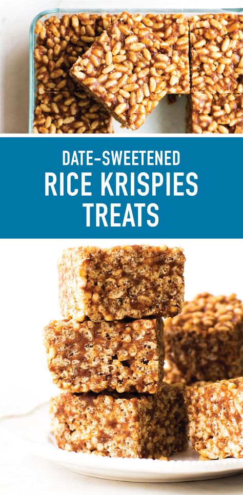 Satisfy your sugar craving without any guilt thanks to these Vegan Rice Krispies Treats®. Naturally sweetened with dates, Rice Krispies® cereal, almond butter, and sea salt, this classic childhood treat is a delicious way to get a jump start on your new year’s resolution for healthy eating. Click here to learn more about this easy no-bake dessert recipe. Desserts With Dates, Vegan Rice Crispy Treats, Dessert Recipes Healthy, Rice Krispies Cereal, Krispie Treats Recipe, Vegan Rice, Rice Krispies Treats, Krispies Treats, Date Recipes