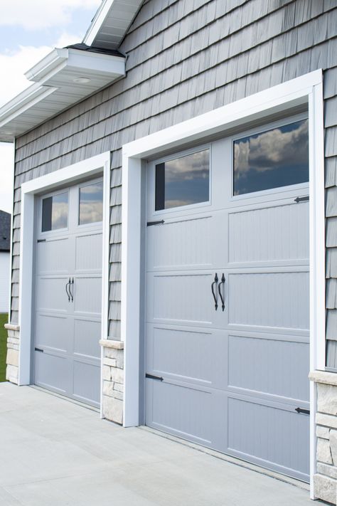 The Perfect Shade for your garage door. Midland's Gray Long Panel Carriage door is the perfect blend of elegance and contemporary charm for your home. Navy Garage Door, Long Panel Garage Door, Gray Garage Door, Blue Garage Door, Grey Garage Doors, Gray Garage, Carriage Garage, Blue Garage, Garage Door Sizes