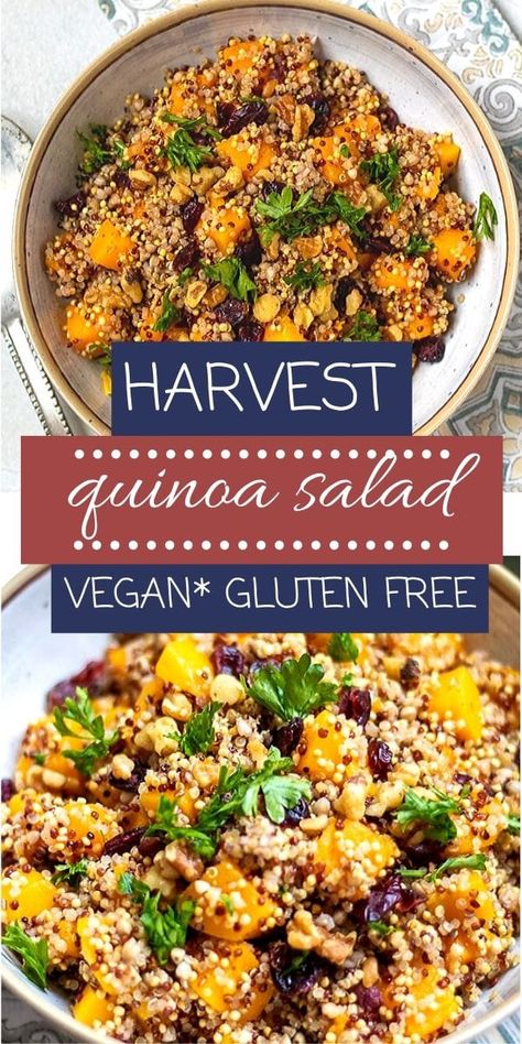 Harvest Quinoa Salad, Fall Quinoa Salad, Butternut Squash Quinoa Salad, Quinoa Side Dish, Butternut Squash Vegan, Recipes Tuna, Salad Recipes Healthy, Butternut Squash Quinoa, Pumpkin Quinoa