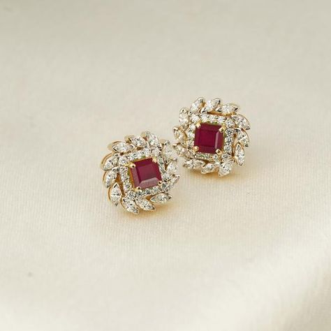 Ruby Earrings Studs, Gold Earrings Models, Diamond Earrings Design, Gold Jewelry Simple Necklace, It Company, The Eden, Fashion Enthusiast, Gold Fashion Necklace, Gold Jewelry Simple