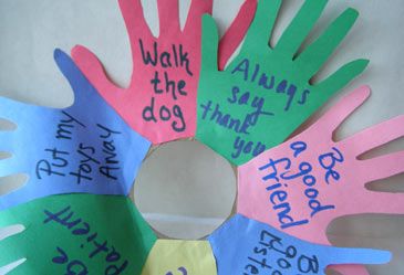 Helping Hands Wreath  This arts & crafts activity will help your child discover the ways she can lend a helping hand to others. Hands Wreath, Helping Hands Craft, Memory Wreath, Hand Wreath, Hands Craft, Bible Story Crafts, Bible School Crafts, Bible Study For Kids, Sunday School Activities