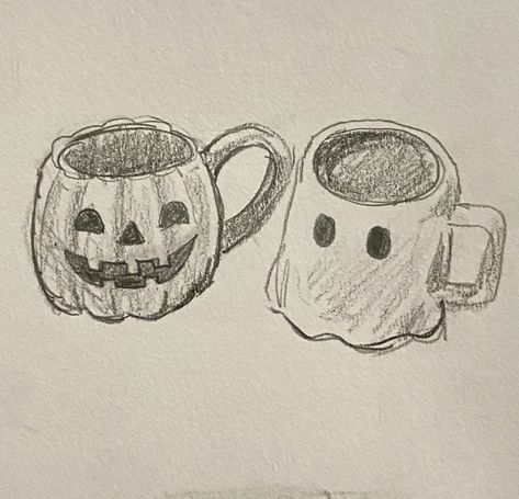 Fall Inspo Drawing, Halloween Drawings People, Fall Themed Drawing Ideas, Drawings For November, Random Objects Drawing, Drawing Mugs Ideas, Sketch Book Skeleton, Sweater Drawing Easy, Fall Art Sketches