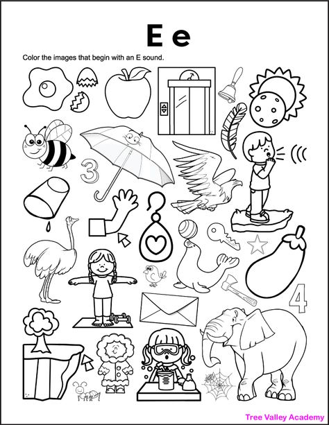 Letter E Sound Worksheet, E Letter Worksheet, Letter E Activities For Kindergarten, Sound Worksheets For Kindergarten, Letter E Worksheet, Long E Sound, Initial Sounds Worksheets, E Worksheet, Abc Sounds