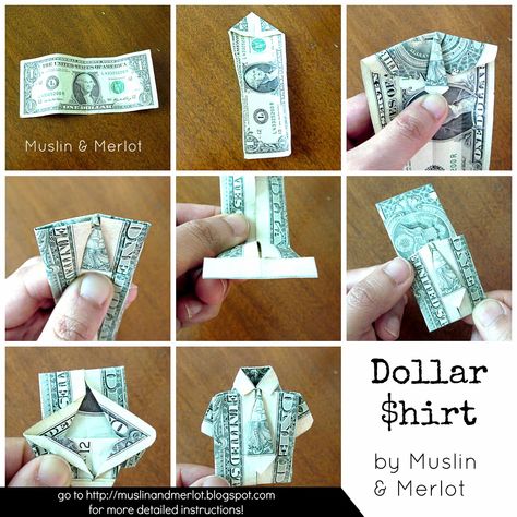 Easy Money Origami, Origami Dollar, Origami Shirt, Origami Bookmarks, Origami Star Box, Dollar Bill Origami, Origami For Beginners, Origami Fish, Origami Love