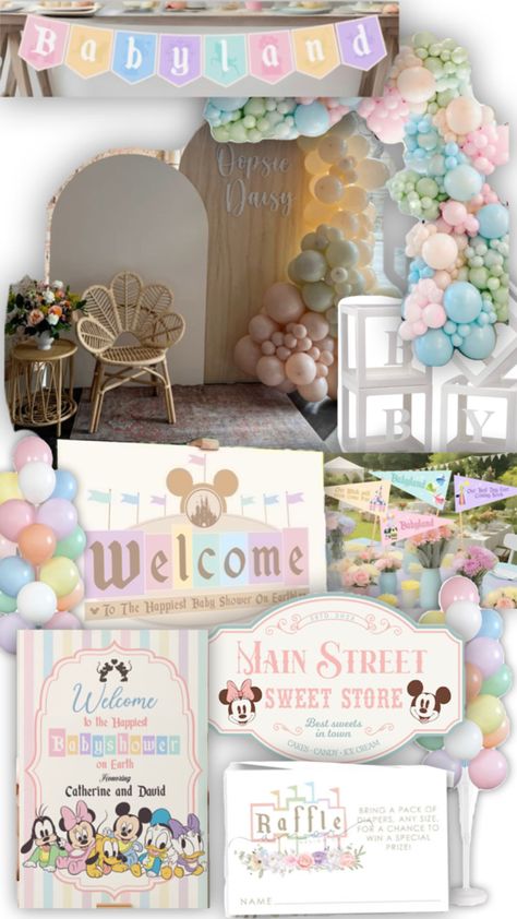 Disney Baby Shower Themes, Disneyland Birthday, Holiday Party Themes, Disney Birthday Party, Disney Baby Shower, Baby Shower Bbq, Mickey Birthday, Disney Birthday, Baby Shower Activities