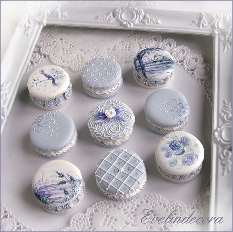 Blue Maccarone, Cute Maccarone, Maccarone Recipes, Wedding Macaroons, Blue Macaroons, Macaron Art, Kue Macaroon, Patisserie Fine, Macaroon Cookies