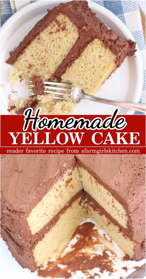 Moist Yellow Cake Recipe Chocolate Yellow Cake Recipe, Yellow Butter Cake Recipe Moist, Home Made Cake Recipes, Scratch Cake Recipes, Homemade Cake Recipes From Scratch, Moist Yellow Cake Recipe, Best Yellow Cake Recipe, Rich Butter Cake Recipe, Homemade Cake Batter