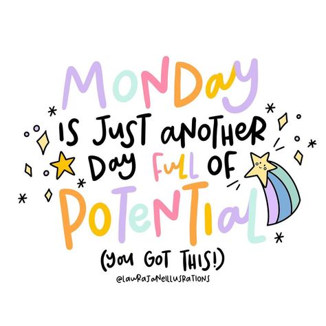 @laurajaneillustrations shared a photo on Instagram: “Ah Monday, Another day At the start of Another week So FULL of potential. I hope you all have the magical Monday’s you deserve! PS.…” • Aug 24, 2020 at 12:37pm UTC Positive Doodles Inspiration, Positive Daily Quotes, Citation Encouragement, Happy Monday Quotes, Week Quotes, Monday Motivation Quotes, Weekday Quotes, Classroom Quotes, Monday Quotes