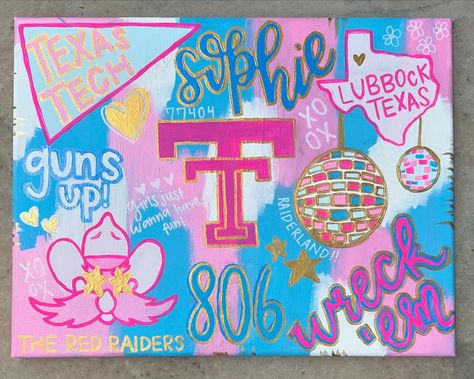 dorm painting for sophie! wreck ‘em!!! College Canvas Paintings, Grad Fits, Dorm Canvas Art, Dorm Canvas, College Canvas Art, Preppy Artwork, Dorm Paintings, College Collage, College Canvas