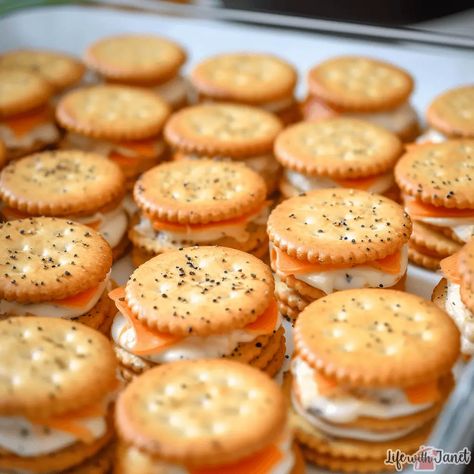 Ritz Cracker Party Sandwiches Ritz Cracker Party Sandwiches, Onion Crisps, Pecan Cookie, Welcome To My Kitchen, Ritz Cracker, Butter Pecan Cookies, Party Sandwiches, Mini Sandwiches, Pecan Cookies