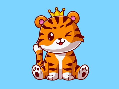 Chinese new year🐯🐅🏮🧧 on Behance Chibi Tiger Kawaii, Tiger Cartoon Drawing, Macan Kumbang, Tiger Tattoos, King Cartoon, Tiger Year, Tiger Vector, Tiger Drawing, Cartoon Tiger