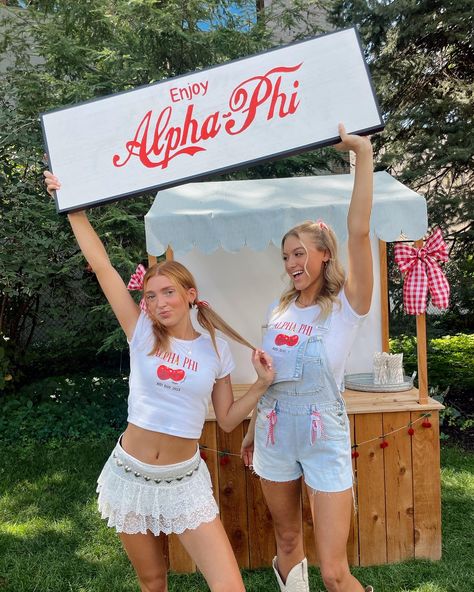 Rush Week Outfits Pref Night, Coke Bid Day Theme, Diner Bid Day, Sorority Birthday Theme, Big Little Cherry Theme, Cherry On Top Big Little Theme, Bid Day Accessories, Sorority Cherry Theme, Picked The Best Bid Day