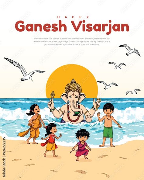 Happy Ganesh Visarjan, Happy Ganesh Chaturthi Indian God Festival Celebration Social Media Post Banner Template, Ganesha, Ganpati Stock Vector | Adobe Stock Ganesh Visarjan Post, Ganesha Visarjan, Student Cleaning, Ganesh Visarjan, Ganpati Visarjan, God Pic, Good Morning Sunshine Quotes, Indian God, Sunshine Quotes