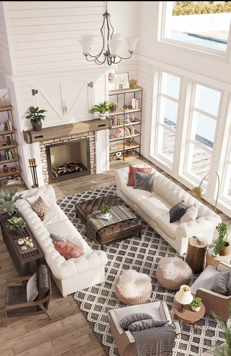 Wide Living Room Layout, Warm Living Room Design, Wide Living Room, Living Room Layout, Living Room Warm, Traditional Style Homes, Livingroom Layout, Room Layout, Home Construction