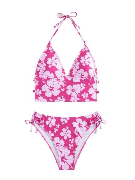 PRICES MAY VARY. 82% Polyester, 18% Elastane Imported Drawstring closure Machine Wash Material: 82% Polyester, 18% Elastane, fabric has high stretch, soft and comfortable to wear. Feature: Floral print, halter, sleeveless, drawstring, tie back Occasion: The women two piece swimsuit suitable for beach, pool, water park, spring hot, vacation and so on. Care Instructions: Machine wash, do not dry clean. Please refer to the product measurement in image before ordering Size Chart (Product Measurement Pink Bikinis, Swimsuit Floral, Floral Swimwear, Adam Cole, Swimsuits Outfits, Floral One Piece Swimsuit, Floral Swimsuit, Two Piece Swimsuit, Pool Water