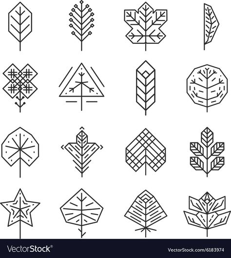 Flourish Border, Geometric Leaf, Elegance Fashion, Geometric Nature, Floral Vector, Tangle Doodle, Pola Sulam, Doodles Zentangles, Leaf Logo