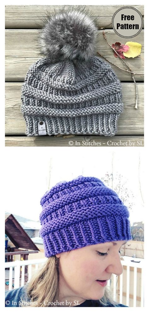 CC Style Boulder Beanie Hat Free Knitting Pattern #freeknittingpattern  #knittinghats  #beaniehat  #easyknittingpatterns Knitting Touque Patterns Free, Simple Knit Hat Pattern, Knit Hat Worsted Weight Yarn, Flat Knit Hat Pattern Free, Raverly Patterns Free, Knitted Hat Patterns Free, Xmas Basket, Knitting Patterns Hats Women, Knitting Creations