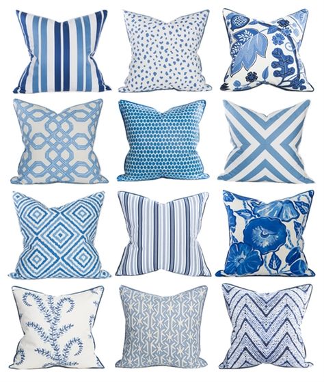 Coastal Home Pillows Beach Theme Pillows, Hamptons Style Homes, Coastal Throw Pillows, Blue And White Pillows, Home Pillows, Bantal Sofa, Coastal Living Rooms, Coastal Bedrooms, Hamptons Style