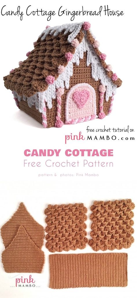 Gingerbread House Free Crochet Patterns Gingerbread House Patterns, Crochet Xmas, Crochet Christmas Decorations, Crochet Ornaments, Holiday Crochet, Crochet Decoration, Crochet Christmas Ornaments, Christmas Crochet Patterns, Fun Crochet Projects