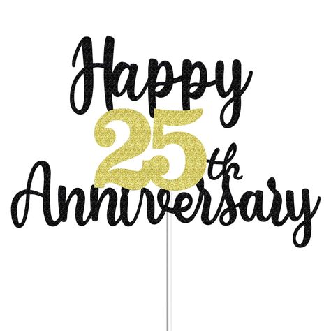 PRICES MAY VARY. 【HAPPY ANNIVERSARY CAKE TOPPER】Packaging includes 1pcs 'Happy 25th Anniversary' cake topper. The topper is approximately 6.3” x 4.4”(W x H) and the pick is 6” long. Light weight, won't sink like the metal toppers. Great Ideal for 8-20 inches cakes. 【PREMIUM PARTY SUPPLIE】This happy 25th anniversary party decoration is made of quality single-sided glitter powder card and food-grade plastic, beautiful font, and the glitter on the surface is not easy to fall off, so you can use it Cheers To 25 Years, 25th Anniversary Cake, Decorations For Wedding, Happy 25th Anniversary, Company Anniversary, Theme Cake, Anniversary Cake, Cake Decor, 25th Anniversary