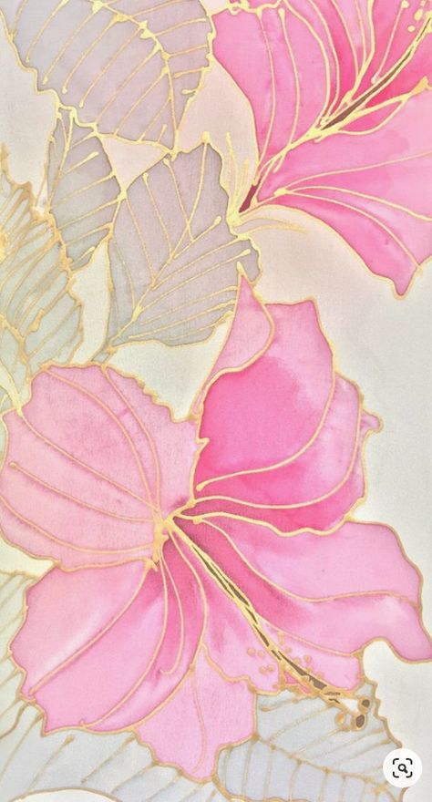 Pink Silk Scarf, Hawaiian Hibiscus, Yellow Scarf, Kunst Inspiration, Hand Painted Silk Scarf, Tapeta Pro Iphone, Flower Background Wallpaper, Japanese Silk, Painted Silk