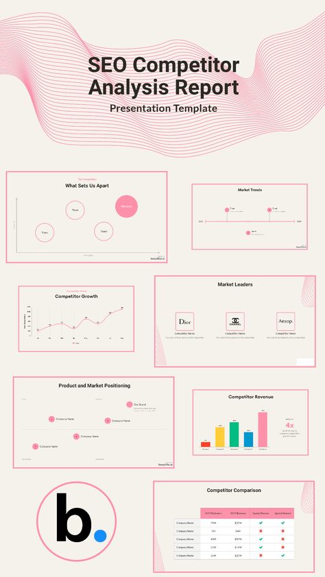 Try our free, customizable SEO competitor analysis resport presentation template to create an effective social media audit presentation Competitor Analysis Templates, Presentation Inspiration, Social Media Audit, Report Presentation, Seo Report, Social Media Report, Pin Template, Facebook Layout, Social Media Poster