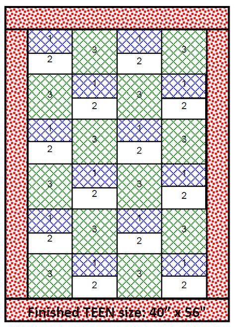 Block Quilt Patterns Easy Squares, Baby Quilt 3 Fabrics, Quilt Patterns With 4 Fabrics, 4 Color Quilt Patterns Simple, 3 Fabric Quilt Pattern Color Combinations, Easy Strip Quilts For Beginners, Large Square Quilt Patterns Easy, 5 Color Quilt Pattern, 5 Yard Quilts