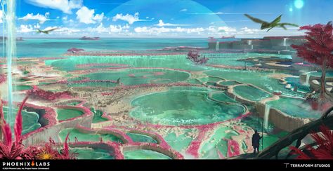 ArtStation - Tide Pools, Terraform Studios Tide Pool, Beyond The Horizon, Ocean Landscape, Alien Planet, Alien Worlds, Fantasy Story, Biome, Fantasy Places, Tide Pools