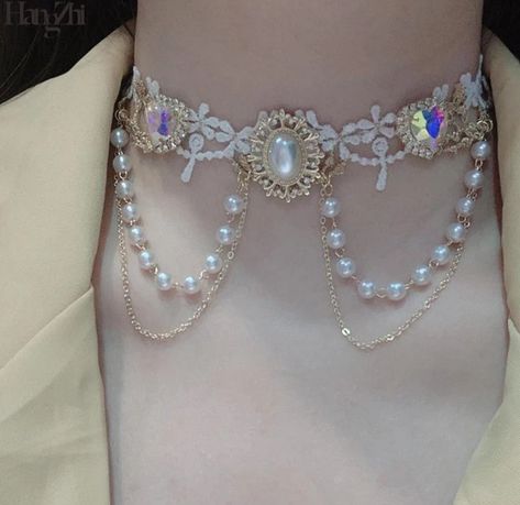 Fairy Choker, Pearl Necklace Choker, Bijoux Art Nouveau, Fairy Jewelry, Fairy Necklace, Fancy Jewellery, Funky Jewelry, Royal Jewelry, Necklace Choker