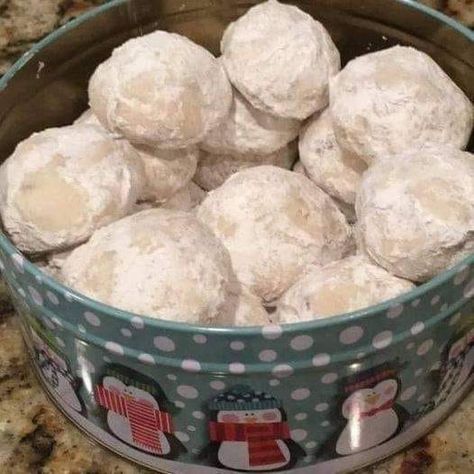 Valerie Bertinelli Recipes | DOES ANYONE HERE ACTUALLY STILL EAT Snowball Cookies 😋😍 | Facebook Biscotti Recipes, Skillet Cookies, Pecan Snowballs, Pecan Snowball Cookies, Snowball Cookie Recipe, Southern Recipe, Russian Tea Cake, Mexican Wedding Cookies, Snowball Cookies