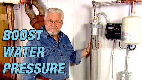 Do you have low water pressure? Here's how to use a booster to increase the water pressure in your home. Well Water System, Water Pressure Pump, Paint Repair, Low Water Pressure, Diy Plumbing, Plumbing Repair, Pressure Pump, Well Pump, Diy Bathroom Remodel