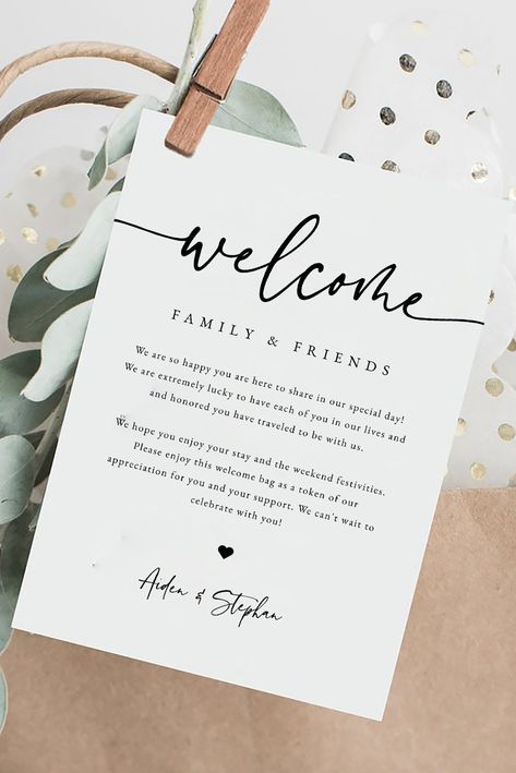 Welcome Bag Note, Wedding Hotel Bags, Destination Wedding Itinerary, Wedding Order Of Events, Wedding Timeline Template, Timeline Wedding, Free Wedding Invitation Templates, Wedding Welcome Gifts, Destination Wedding Welcome Bag