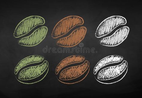 Vector Chalk Drawn Set Of One Coffee Beans Stock Vector - Illustration of coffee, chalk: 153651301 Coffee Chalk Art, Chalkboard Art Coffee, Chalk Art Coffee, Chalkboard Coffee, Chalk Texture, Coffee Board, Colored Chalk, Coffee Drawing, Espresso Beans