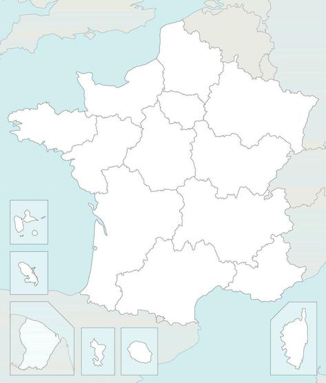 Vector blank map of France with regions and territories and administrative divisions, and neighbouring countries. Editable and clearly labeled layers. World Map With Countries, Map Of France, Physical Map, France Map, Social Media Icons, Division, World Map, Vector Free, Clip Art