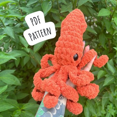 No Sew Squid Crochet Pattern, No Sew Amigurumi Instructions, Animal Pattern, Kraken Amigurumi Pattern, Cute Gift Crochet toys free patterns easy #crochettoysfreepatternseasy #crochet #crochettoy #crochetpattern #crochetpatterns 4.720 Slime Crochet, Funny Crochet Patterns, Squid Crochet Pattern, Crochet No Sew, Toys Quotes, Come Intrecciare, Crochet Pattern No Sew, No Sew Amigurumi, No Sew Crochet