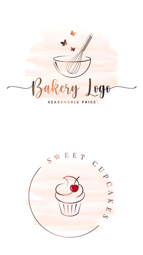 watercolor bakery or cake sweet treats logo Logo Design Sweet Food, Logos For Cake Business, Logo For Cake Shop, Dessert Business Logo Ideas, Logo Design For Cake Business, Cake Logos Ideas, Logo For Bakery Business, Bakery Names Ideas Logo, Baking Names Ideas With Logo