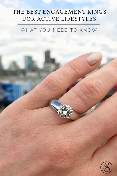 Did you know that as an active person some engagement rings may be too weak to withstand your lifestyle? Get all of the info you need to know. #engagementring #engagementringtips #needtoknow #engagementringguide #durableengagementrings Engagement Rings For Older Women, Engagement Rings For Active Women, Engagement Rings For Nurses, Trendy Engagement Rings, Ring Guide, Engagement Ring Guide, Wedding Dress Pictures, Best Engagement Rings, Stone Engagement Rings