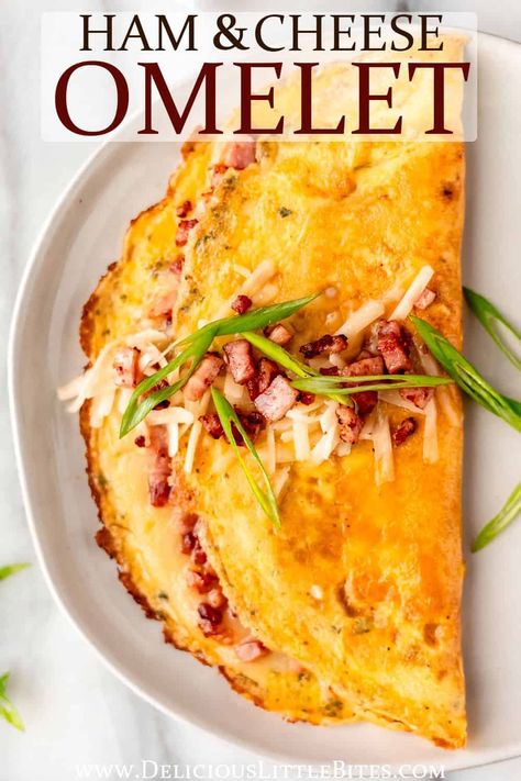 Learn the secret to making the perfect Ham and Cheese omelet. This fancy egg recipe is loaded with savory cheese and diced ham and easier to make than you may think! | #omelet #hamandcheese #hamandcheeseomelet #breakfast #brunch Perfect Ham, Ham And Cheese Omelette, Omelette Recipe Easy, Ham Breakfast, Cheese Omelet, Chili Crisp, Cheese Omelette, Omelets Recipe, Savory Cheese